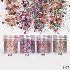 Holographic Glitter set 4 different shines Nail Sequins 10 grams each jar Holographic Cosmetic Festival Chunky Glitters Sequins
