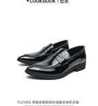 Wedding Leather Shoes For Men Classic Casual Business Shoes Male Green Loafers Social Party Purple Leather Oxford Shoes Man