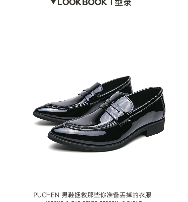 Wedding Leather Shoes For Men Classic Casual Business Shoes Male Green Loafers Social Party Purple Leather Oxford Shoes Man