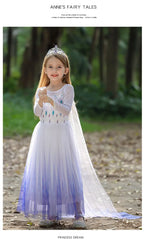 Elsa Dress Kids Girl Formal Princess Long Dress Summer Halloween Party Costumes Children's Frozen 2 Clothes for 3-12 Years Old
