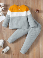 1-6 Years Kids Boy Clothes Set Long Sleeves Color Blocking Sweater + Pants 2PCS Autumn&Winter Children Boy Sport Fashion Outfit