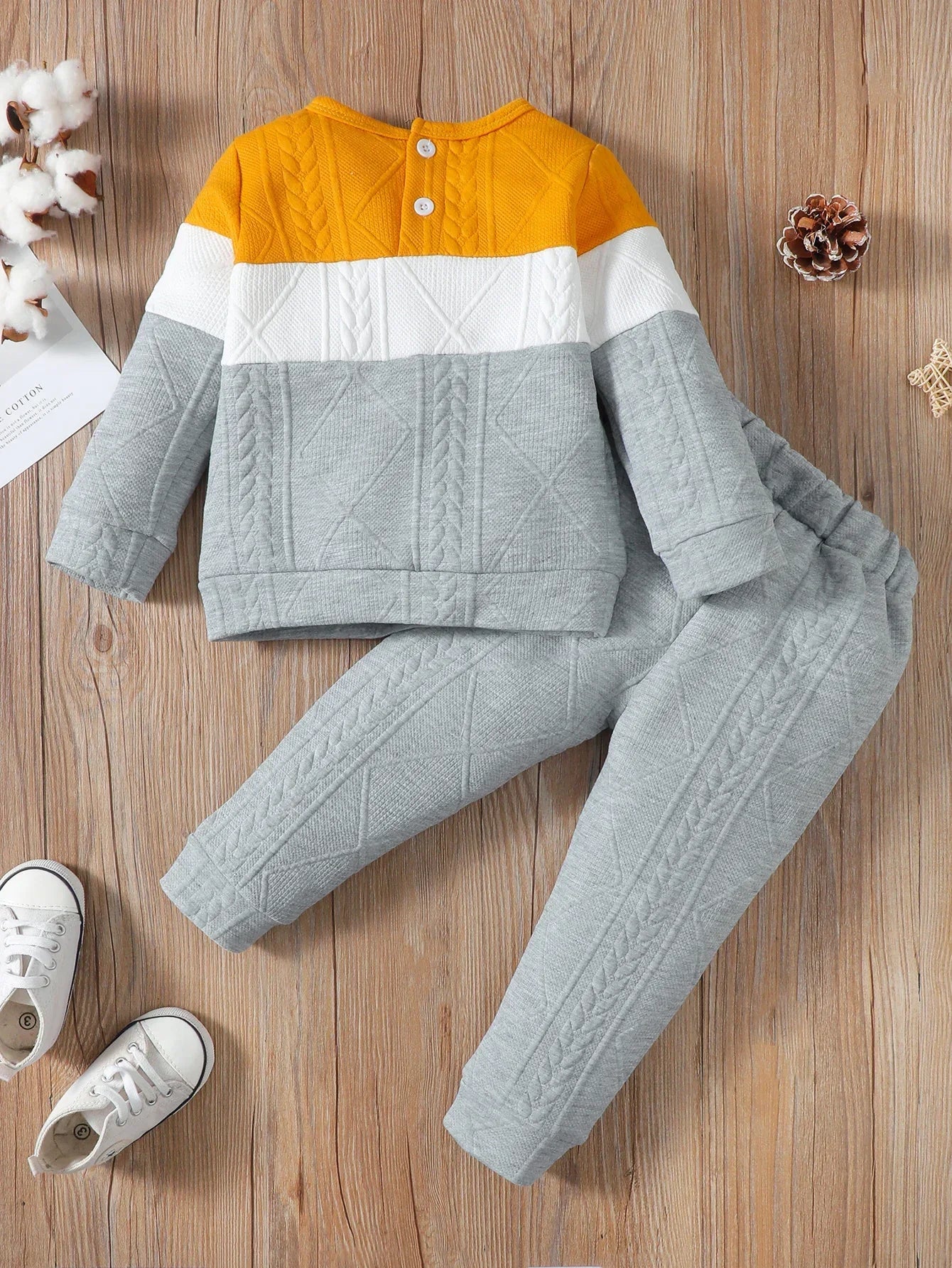 1-6 Years Kids Boy Clothes Set Long Sleeves Color Blocking Sweater + Pants 2PCS Autumn&Winter Children Boy Sport Fashion Outfit