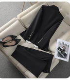 Fashion Red Black Beige Women Pant Suit 2 Piece Set Office Ladies Female Business Work Wear Formal Blazer Jacket And Trouser