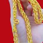 Plated 100% Pure 18K Gold Real Necklace Gold Necklace Domineering Fashion Trendy 24K 999 Men's Gold Necklace Pendant Gifts