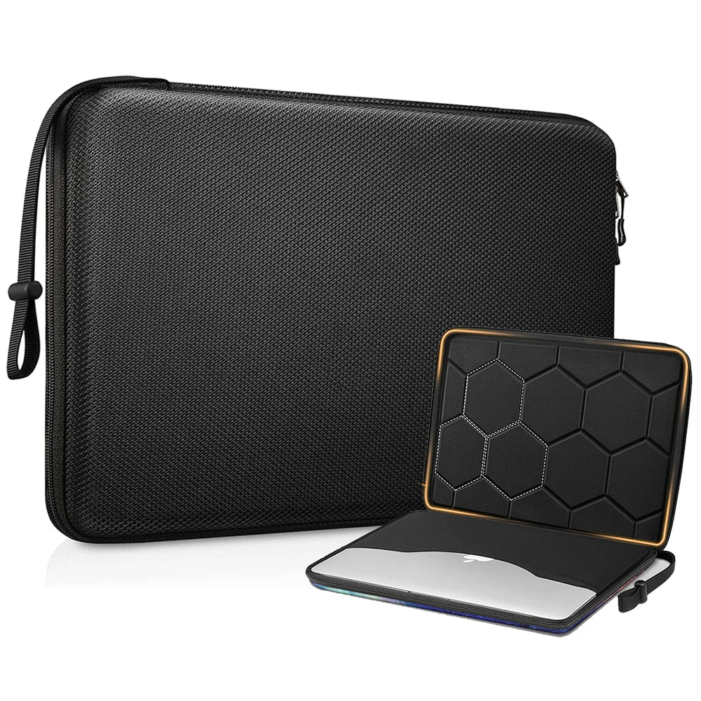 13 14 15.6 inch Laptop Sleeve Bag Shockproof Computer Bag Waterproof EVA Protective Carrying Case Black with Straps