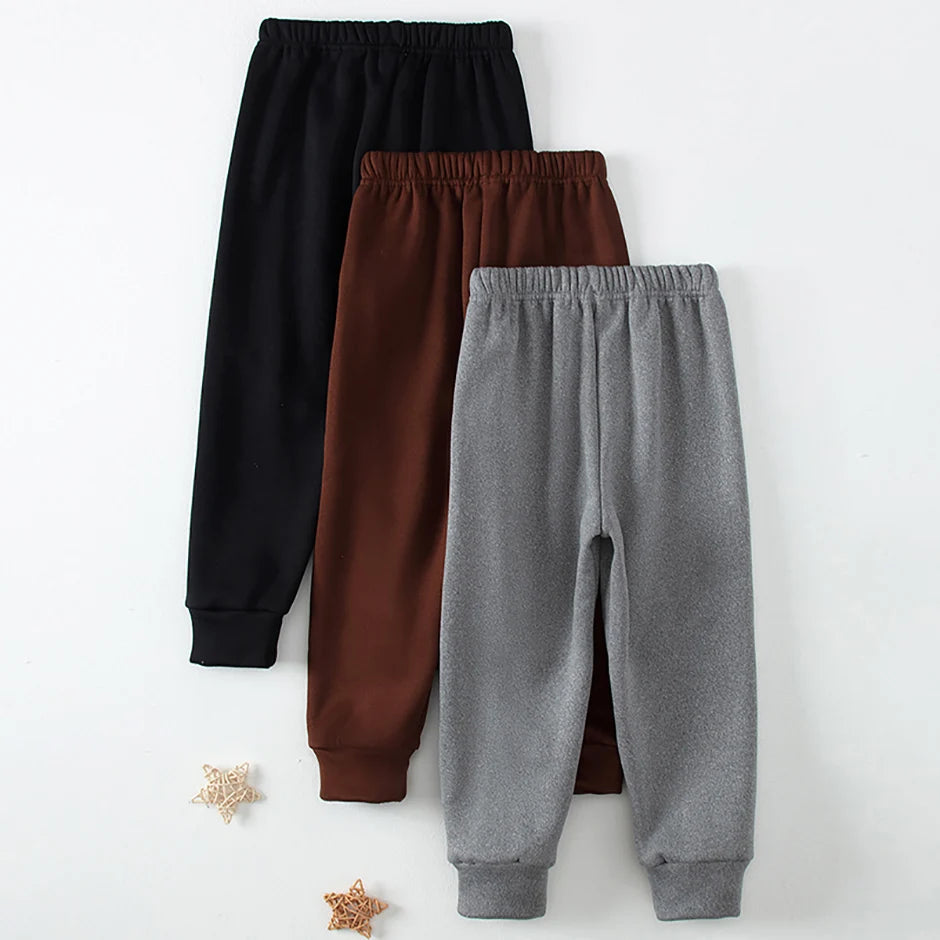 1/3 Piece Set Autumn And Winter Children's Mmulti-color Sports Thick Sweatpants For Boys And Girls With Plush Warm Casual Pants