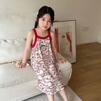 Girls Dress for Teens 11 12 to 13 Years Blue Floral Dress Summer Kids Clothes Casual Sleeveless Children's Dresses 140 150 160cm