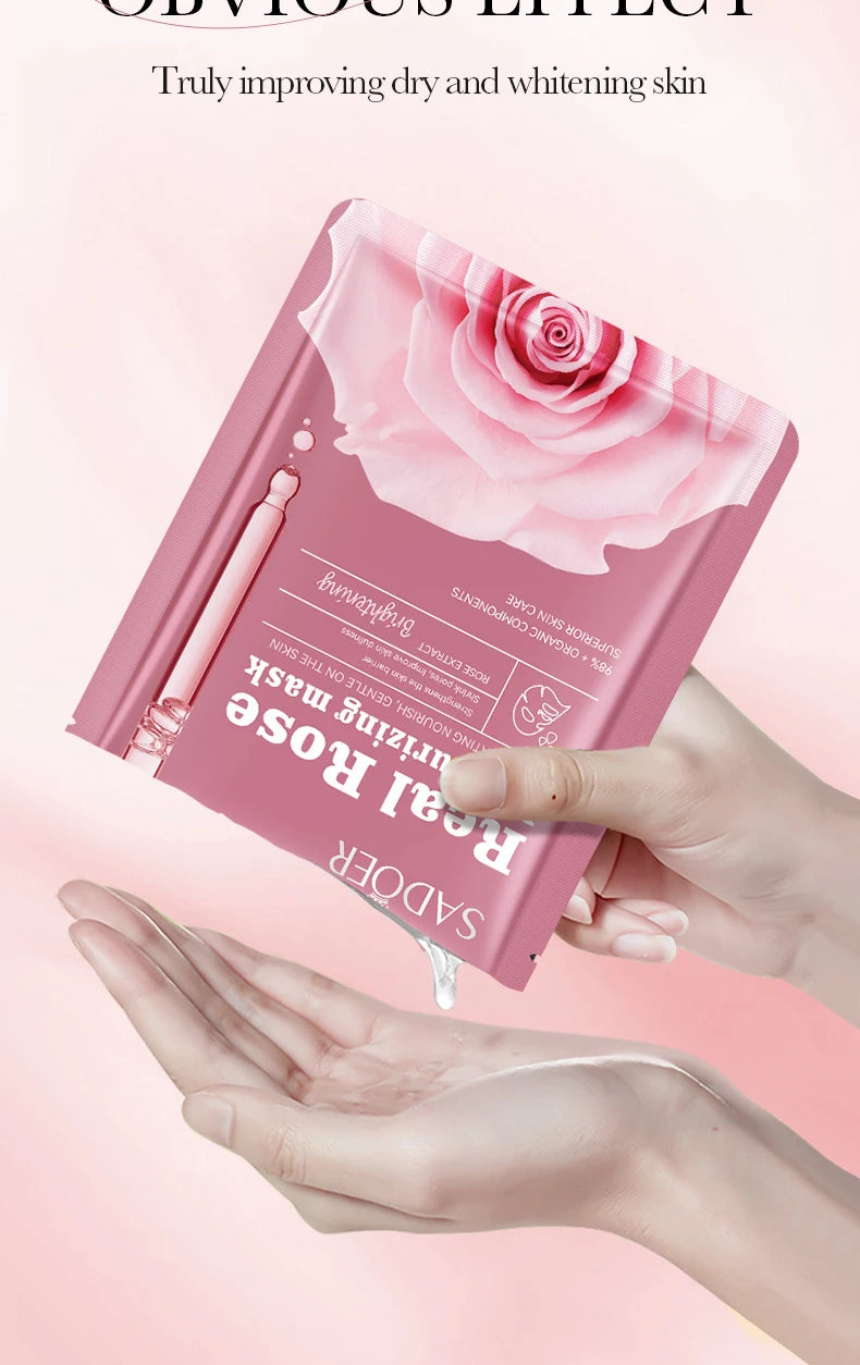 10pcs SADOER Fruit Floral Fragrance Face Mask Moisturizing Anti Wrinkle Hydrating Chamomile Blueberry Facial Masks Skin Care