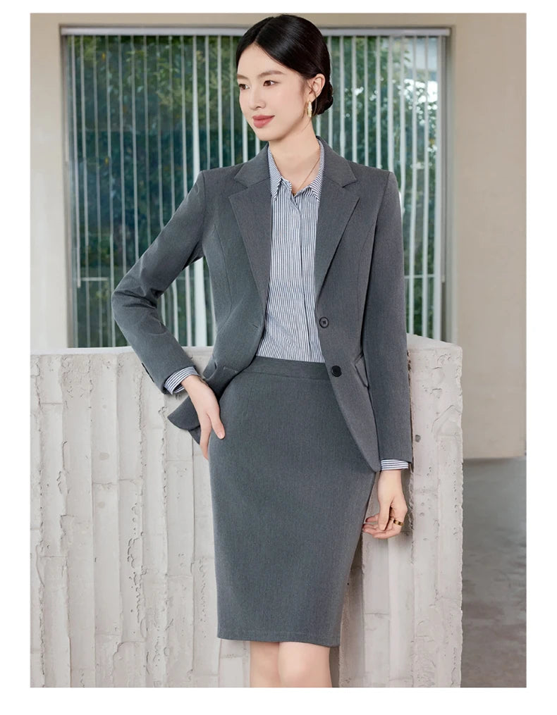 AIyssa Fashionable professional women's clothing, high-quality two-piece suit jacket + skirt. Sophisticated and elegant