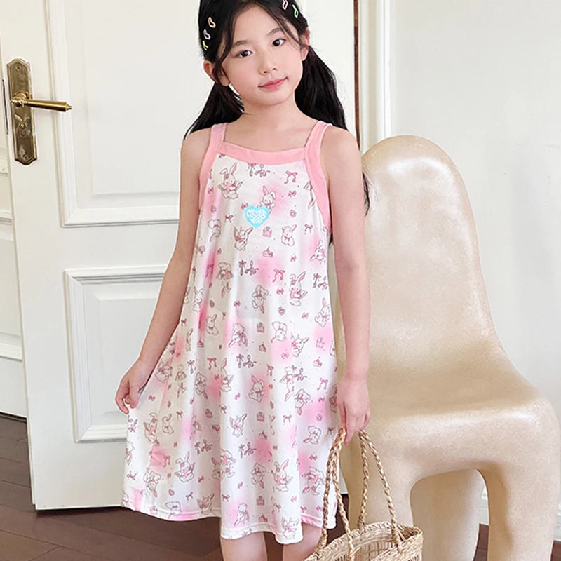 Girls Dress for Teens 11 12 to 13 Years Blue Floral Dress Summer Kids Clothes Casual Sleeveless Children's Dresses 140 150 160cm