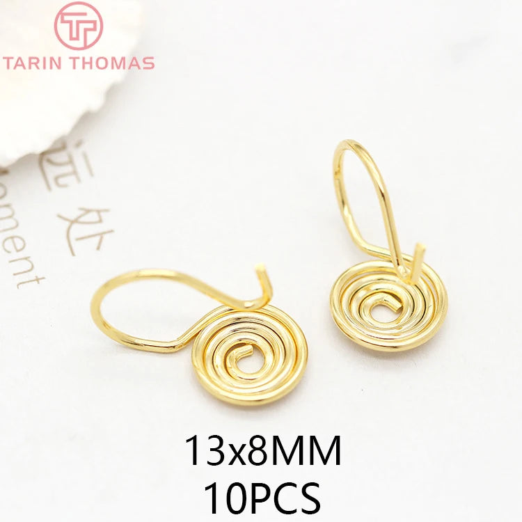 (1941) 20MM 24K Gold Color Plated Carved Earring Hook Jewerly Making Diy Jewelry Findings Accessories