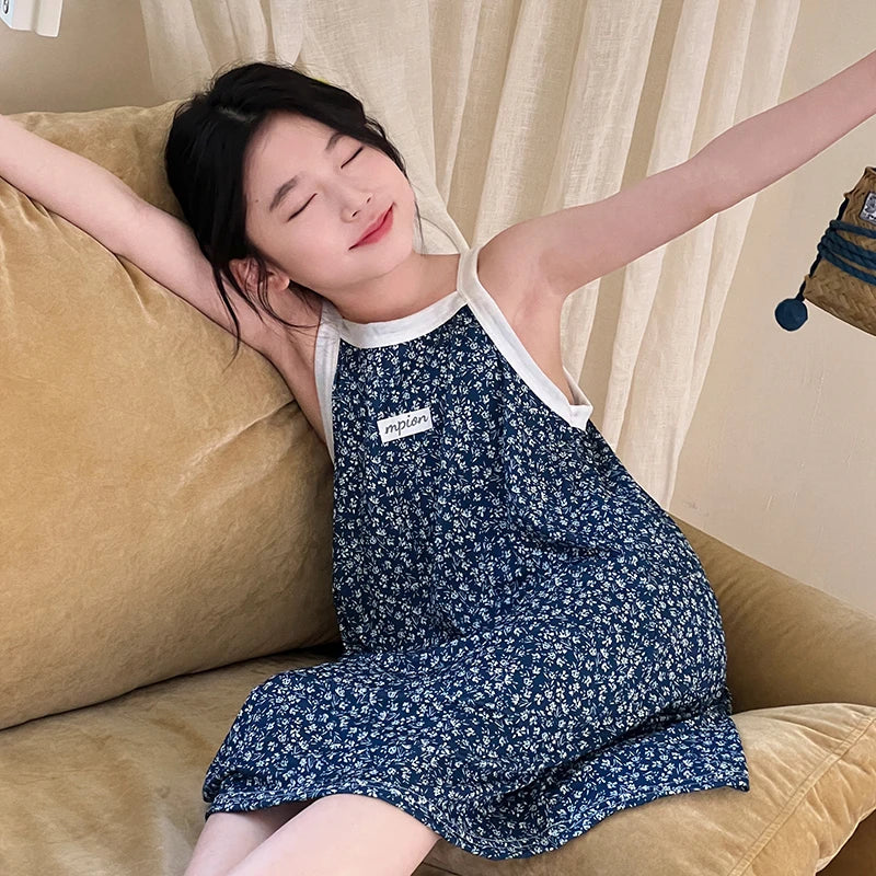 Girls Dress for Teens 11 12 to 13 Years Blue Floral Dress Summer Kids Clothes Casual Sleeveless Children's Dresses 140 150 160cm