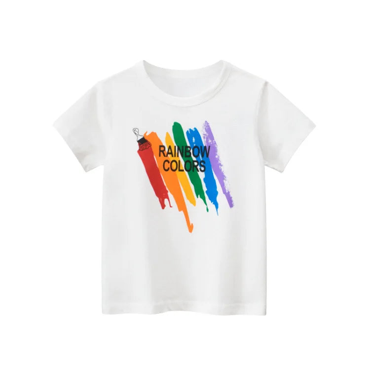 2-8T Toddler Kid Baby Boys Clothes Summer Cotton Top Infant Short Sleeve T Shirt Fashion Cute Tee Boys Tshrit Outfits