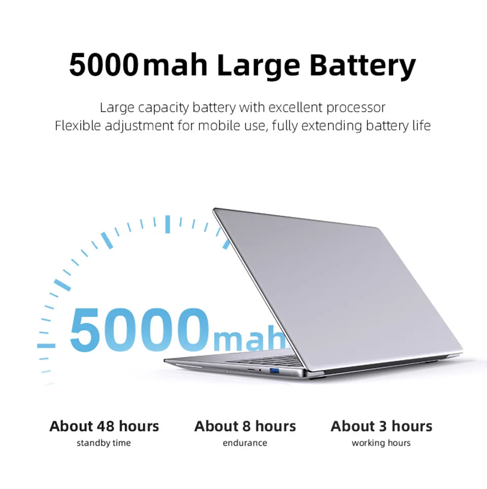 Laptop Computer Windows 11 Pro Intel Atom A3950 2025 Notebook PC 12GB RAM 512GB 1TB 2TB SSD 1920*1080P Office Study Computer