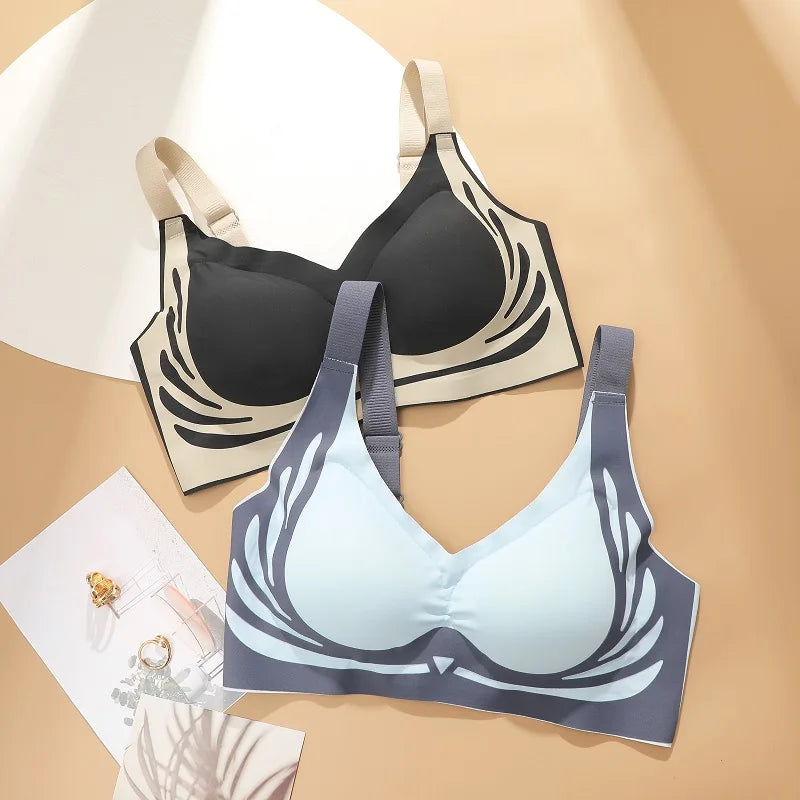 Plus Size Super Gather Push Up Bras Women Soft Support Seamless Underwear Female Full Cup Lift-Up Bras Wireless Soft Sleepwear