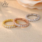 14K 18K Gold Plated Ring S925 Silver Pave Ring White Moissanite Ring Round Brilliant Cut Party Wedding Engagement Jewelry Gift