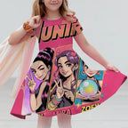 Girls Dresses Summer Casual Kids Dress For Girls KPop Demon Hunters Huntrix Toddlers Clothes Children Dress 3-14