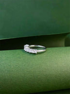 14K real gold laboratory grown diamond princess-shaped 5-stone row ring platinum engagement diamond ring fine jewelry