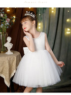 2-10 Years Girls Princess Dress Summer Tulle Big Bow Girls Wedding Dress Piano Performance Costume Host Costume New Kids Clothes