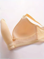 Women's soft supportive wire-free bra with adjustable back closure for lift and shaping featuring a smooth finish