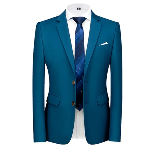 New Men Pure Color Formal Business Social Office Suit Slim Fit Jacket Male Wedding Dance Party Tuxedo Dress Simple Blazers Homme