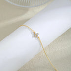 14K Gold/Silver Plated Flower Bracelets for Women Cubic Zirconia Four Clover Leaf Charm Dainty Bracelets Shiny Jewelry Gifts