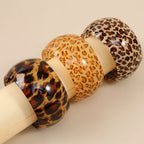 Sexy Leopard Print Resin Cuff Bangles Exaggerated Design Resin Material Leopard Print Bracelets Couple Style Wide Open