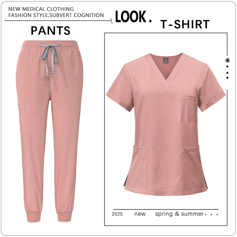 Hot Sale Clinic Workwear Unisex Medical Nurse Scrub Sy Salon Costume Doctor Nursing Top Pants