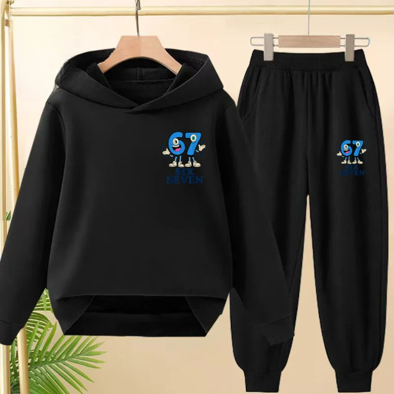 Kids Leisure Clothes Boy Girls Spring Hoodie 67 six seven Print Graphic Children Clothing 3 To 12 Age Comfortable Sportswear Set