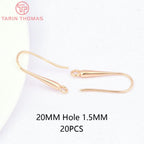 (1941) 20MM 24K Gold Color Plated Carved Earring Hook Jewerly Making Diy Jewelry Findings Accessories