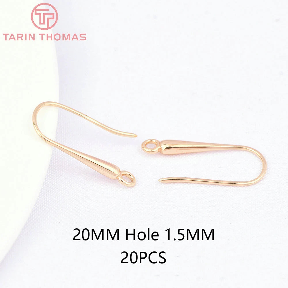 (1941) 20MM 24K Gold Color Plated Carved Earring Hook Jewerly Making Diy Jewelry Findings Accessories
