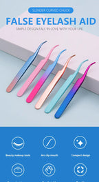 1Pc Lash Tweezers Eyelash Extensions Makeup Tools Stainless Steel Eyebrow Eyelash Tweezers Professional Lash Applicator Tool