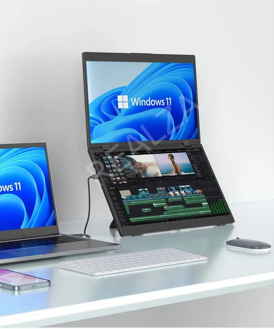 16 Inch 2.5K Dual Screen Portable Monitor 2560*1600P 16:10 100%sRGB With 360° Flip External Screen For PC Laptop Mac Phone PS4/5