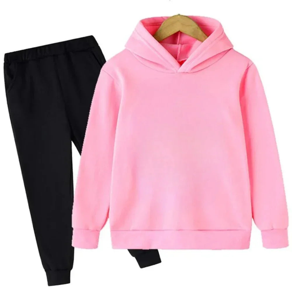 Autumn and Winter Children's Fashion Sports Hoodie+Pants Set for Boys and Girls Aged 4-14, Casual and Comfortable 2-piece Set