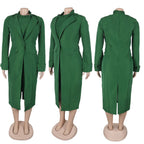 HLJ High Quality Elegant Office Lady Blazer Two Piece Sets Women Lapel Long Sleeve Coat And Slim Dress Outfit Female Clothing
