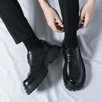 Fashion Patent Leather Men's Formal Shoes Comfortable Platform Luxury Genuine Leather New Elegant Man Wedding Social Derby Shoes