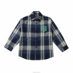 Children New Fashion Blue Plaid Shirt for Boy Casual Blouse Kids Cotton Top Spring Long Sleeve Baby Boy Clothes Outfit Age 5-14Y