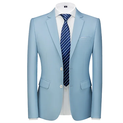 New Men Pure Color Formal Business Social Office Suit Slim Fit Jacket Male Wedding Dance Party Tuxedo Dress Simple Blazers Homme