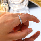 14K 18K Gold Plated Ring S925 Silver Pave Ring White Moissanite Ring Round Brilliant Cut Party Wedding Engagement Jewelry Gift