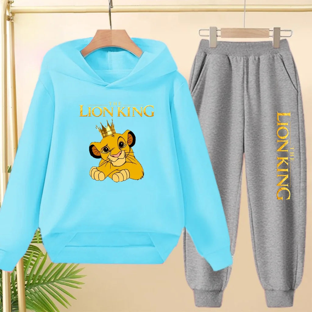 Kids Hoodie Girls Boys Clothing Lion Simba Hoodies Autumn Winter Top+Pants Aged 3 to 14 Children's Suit Tracksuit Sportwear Sets