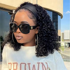 Human Hair Headband Wig Kinky Curly Full Machine Made Brazilian Remy Human Hair Wigs For Women 180% Density  Natural Color