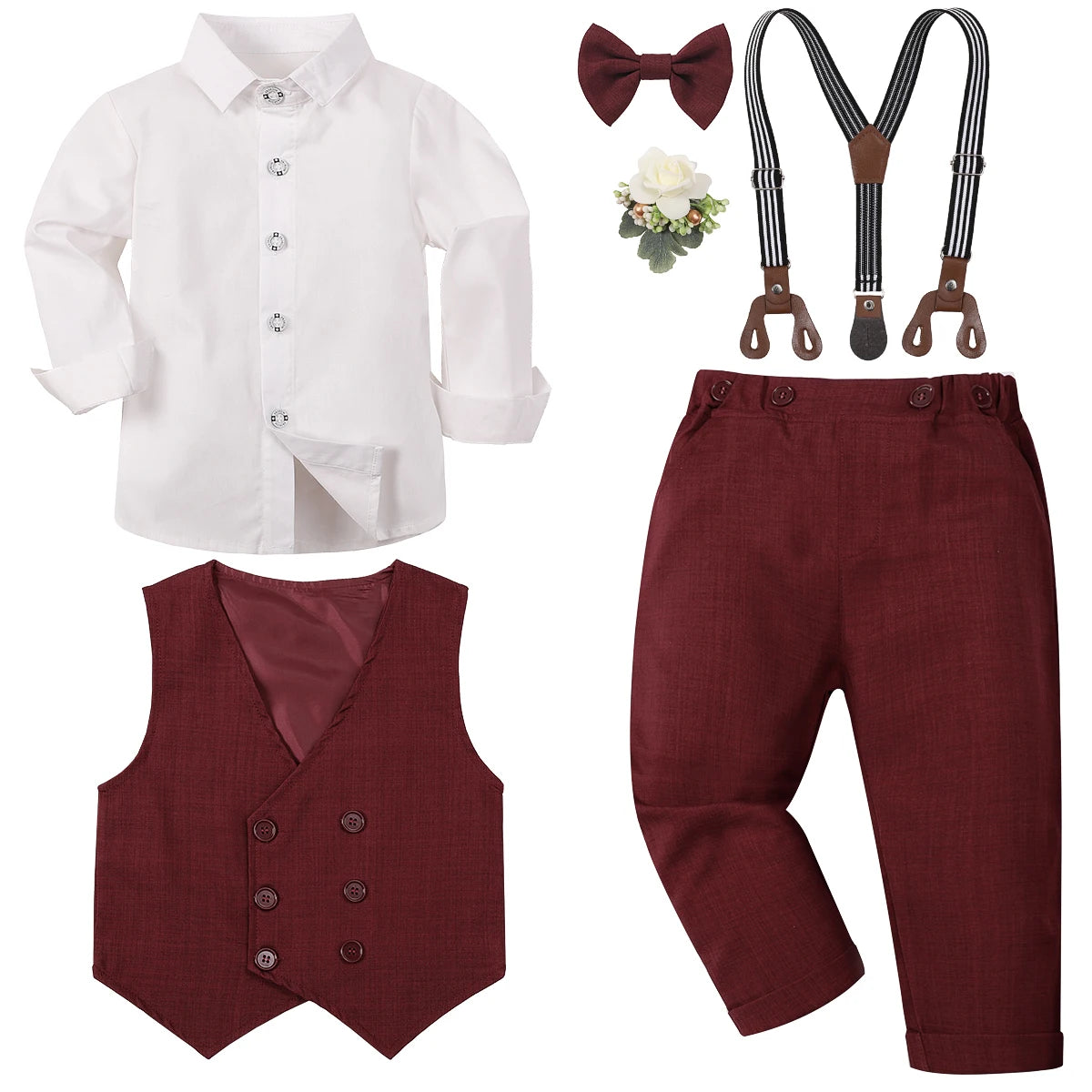 Baby Boy Clothes Toddler Wedding Outfit Set Kid Easter Church Suit Infant Chrimas Halloween Xmas Formal Birthday Party Gift 6PCS