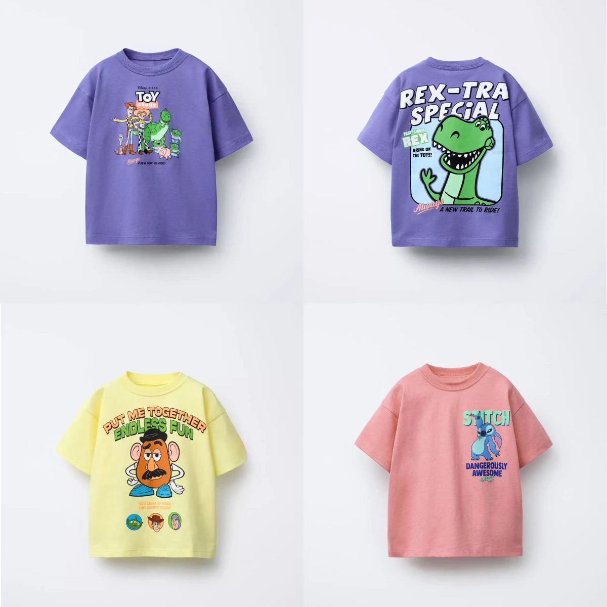 1-7 Age Disney Cartoon T-shirt 2026 Summer New Kids Clothing Short Sleeve Tops Tees Fashion Casual O-neck Pullover Tshirts