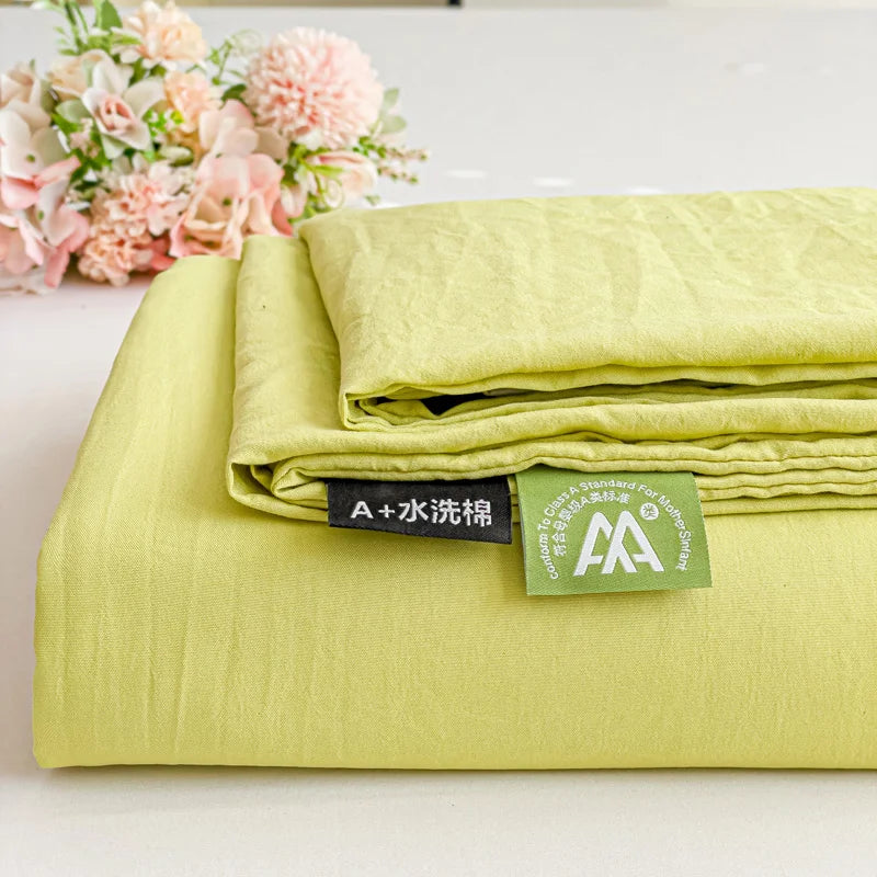 Washed Cotton Bed Flat Sheet for Double Bed Plain Solid Color Top Sheets Single/Queen/King Flat Bedsheets Home Bed Linen Sheets