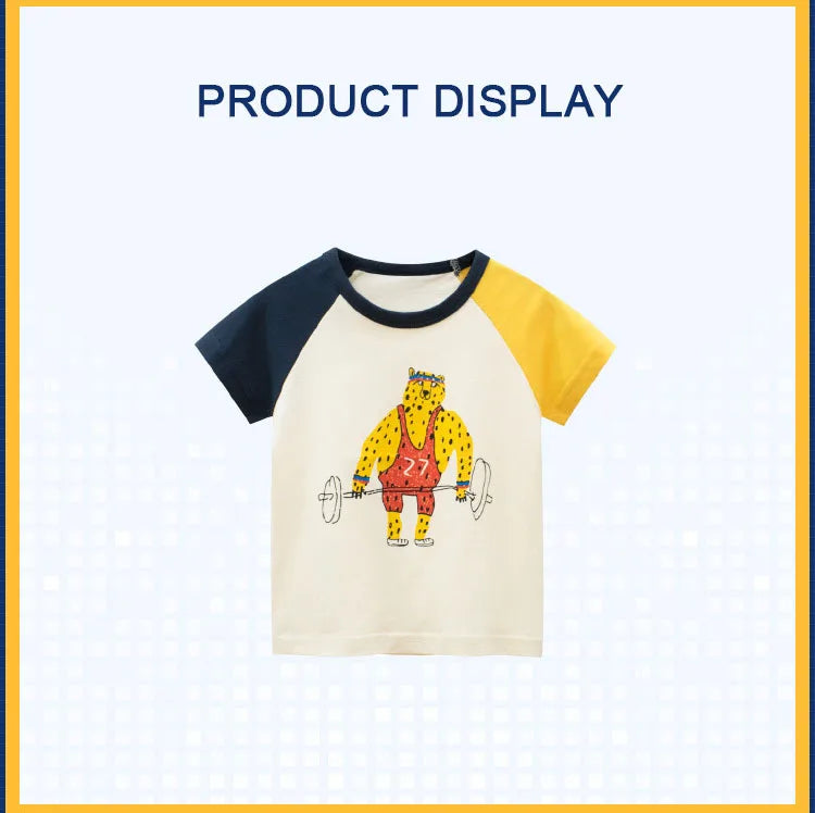 2-8T Toddler Kid Baby Boys Clothes Summer Cotton Top Infant Short Sleeve T Shirt Fashion Cute Tee Boys Tshrit Outfits