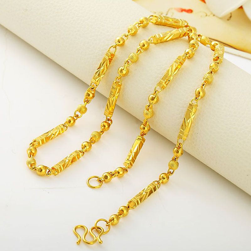 Plated Color 18K Gold Real Gold Necklace Gold Necklace Domineering Fashion Trendy 24K 999 Men's Gold Necklace Pendant Gifts