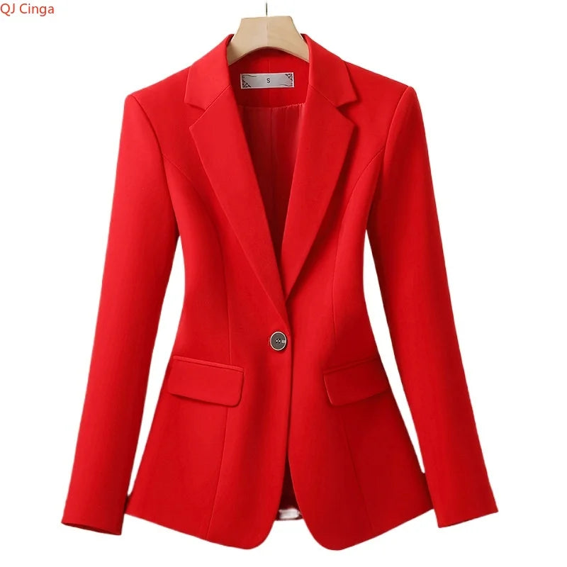 Bright Red Women's Suit Jacket, Stylish Fitted Coat, Black Asian-sized Young Girl Blazers. New 2026