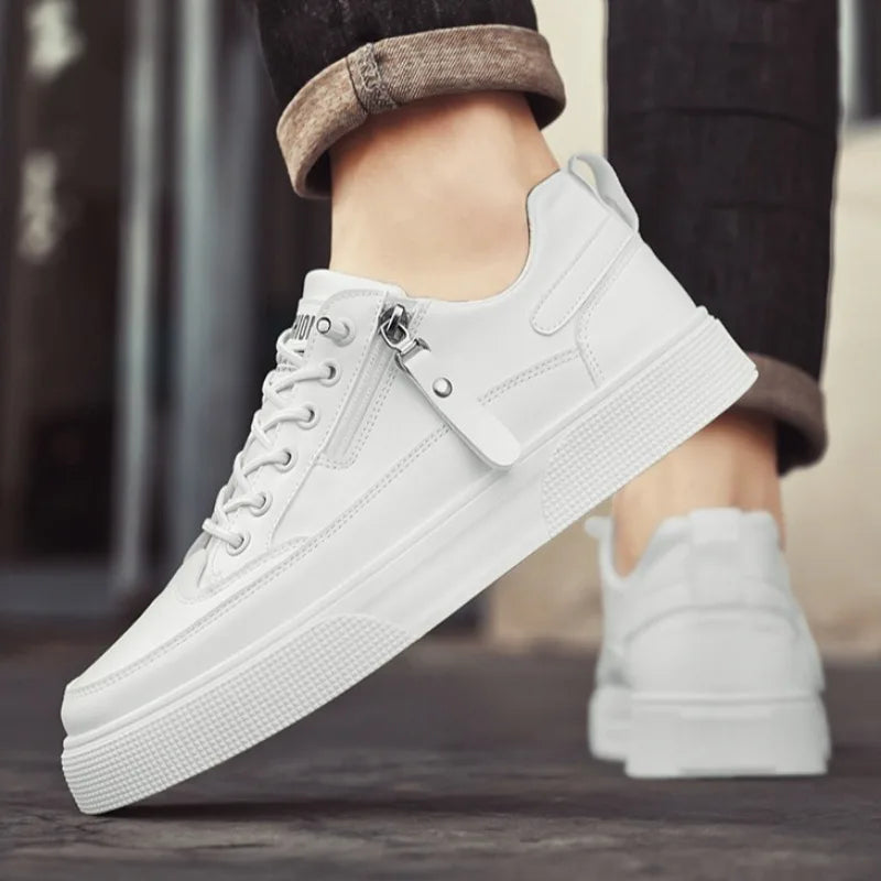 Classic Men Platform Leather Shoes Loafers Designer Trend Brand Man Flat Casual Shoes Fashion Zip Sneakers Shoes Men Mocciasins