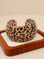 Sexy Leopard Print Resin Cuff Bangles Exaggerated Design Resin Material Leopard Print Bracelets Couple Style Wide Open