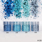 Holographic Glitter set 4 different shines Nail Sequins 10 grams each jar Holographic Cosmetic Festival Chunky Glitters Sequins